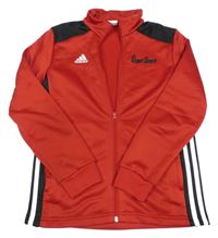 Červeno-černá propínací sportovní mikina s nápisem Adidas