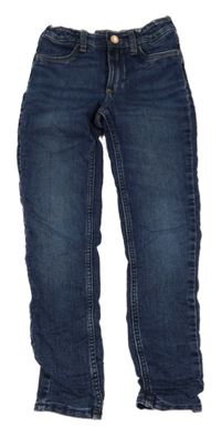 Tmavomodré podšité skinny fit rifle H&M