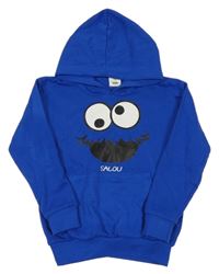 Tmavomodrá mikina s příšerkou a kapucí