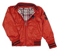 Červený šusťákový podzimní oboustranný bomber s logem a číslem Ralph Lauren