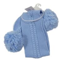 Nové - modrá pletená šála s bambulemi Soft Touch