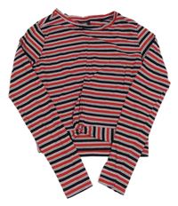 Červeno-černo-bílé pruhované crop triko New Look