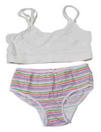 2set - Bílá lambáda + barevné pruhované třpytivé kalhotky
