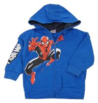 Modrá propínací mikina se Spidermanem a kapucí Marvel