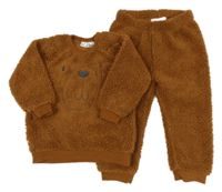 2set - Hnědá huňatá mikina s čumákem + tepláky Ergee