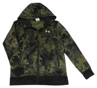 Khaki army sportovní propínací mikina s kapucí Under armour