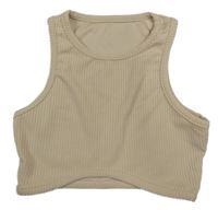 Béžový žebrovaný crop top