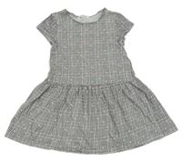 Černo-bílé kostkované bavlněné šaty se srdíčky H&M