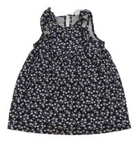 Tmavomodro-růžové květované šaty H&M