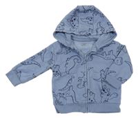 Světlemodrá propínací mikina s dinosaury a kapucí Primark