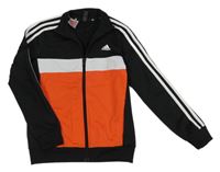 Černo-červeno-bílá sportovní funkční propínací mikina s pruhy Adidas 
