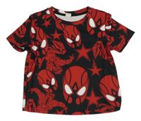 Červeno-černé tričko s potiskem Spider-man Shein 