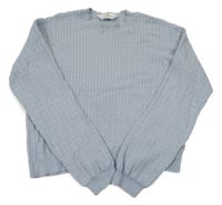 Světlemodrý copánkový crop svetr H&M