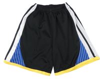 Černo-bílo-modro-žluté sportovní kraťasy 