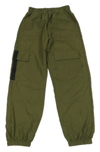 Khaki-černé cargo cuff kalhoty Shein