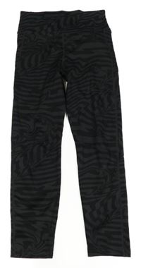Antracitovo-černé vzorované sportovní crop legíny Adidas