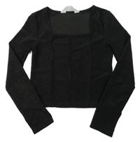 Černé třpytivé crop triko H&M