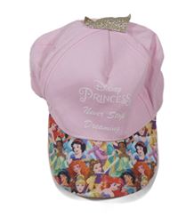 Světelrůžovo-barevná kšiltovka s Disney princeznami a korunkou 