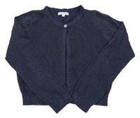 Tmavomodrý třpytivý lehký propínací crop svetr Bluezoo