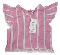 Nový - Růžovo-bílý pruhovaný crop top Pep&Co