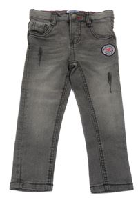 Šedé elastické rifle s nášivkou Denim 