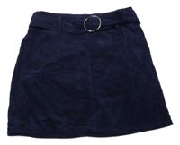 Tmavomodrá manšestrová sukně s páskem Denim Co.