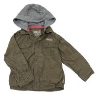 Khaki plátěná košile s šedou kapucí Mothercare