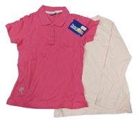 Nové - 2set - Tmavorůžové polo tričko + světlerůžové triko Lupilu 
