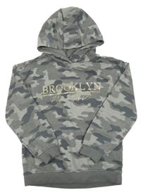 Šedá army mikina s nápisem a kapucí Primark