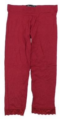 Tmavorůžové capri legíny s krajkou Bershka