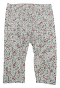Bílé puntíkované crop legíny s plameňáky Tom Tailor