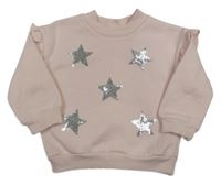Světlerůžová mikina s hvězdičkami z flitrů Matalan