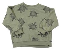 Khaki oversize mikina s dinosaury F&F