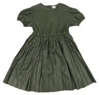 Šedozelené koženkové zateplené šaty Zara