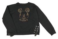 Tmavošedá mikina s Mickeym a vázáním Primark