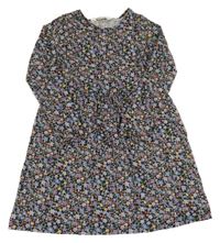 Černo-lila květované bavlněné šaty H&M