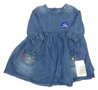 Nové - modré lehké riflové šaty s myšmi Mothercare