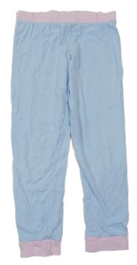 Světlemodré pyžamové kalhoty s růžovým lemem 
