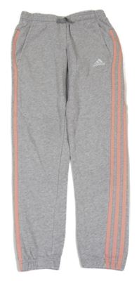 Šedé melírované tepláky s logem Adidas