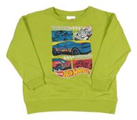 Limetková mikina s auty - Hot Wheels