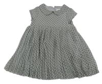 Šedo-černé puntíkaté plisované šaty s límečkem H&M