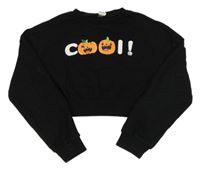 Černá crop mikina s dýněmi Shein
