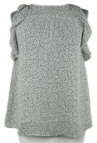 Dámská bílo-černá vzorovaná šifonová halenka s volánky H&M