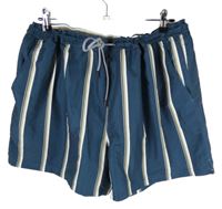 Pánské tmavomodro-béžové pruhované plážové kraťasy 
