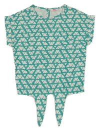 Zeleno-bílá vzorovaná crop halenka WE