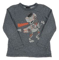 Tmavomodré melírované mikinotriko s dinosaurem 1982