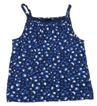 Tmavomodro-bílý crop top s leopardím vzorem Y.F.K.