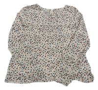 Bílo-černo-korálová vzorovaná halenka C&A