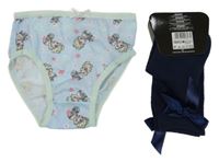 Nové - 2set - Světlemodré kalhotky s Frozen + tmavomodré nadkolenky s mašlí