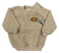 Hnědá huňatá mikina s 3D medvědy Nutmeg